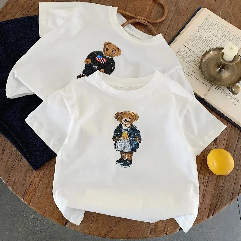 Baby Products Ads - 子供用Tシャツ 砂糖入り 夏新商品 男の子 女の子向け 漫画テディベア