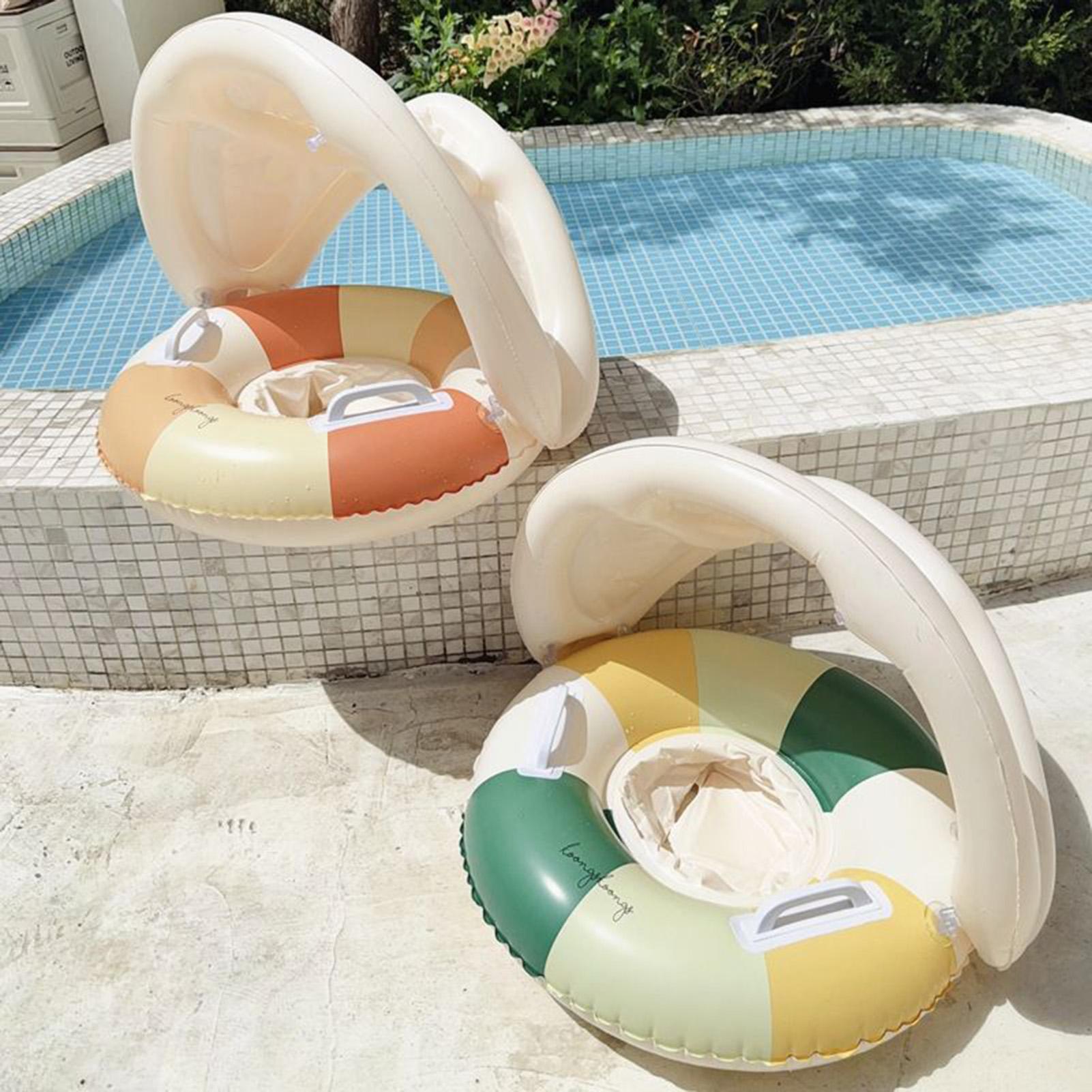 Baby Bath Tub Foldable - ベビープールフロートリングベビーインフレータブルスイミングプールフロートリングキャノピー付き折りたたみ式プール浴槽おもちゃベビー安全シート用