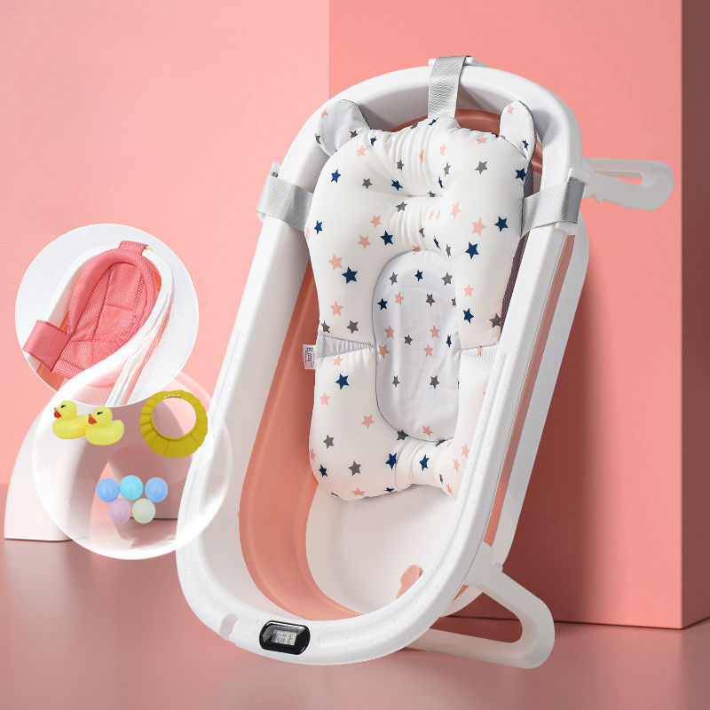 Baby Bath Tub Foldable - ポータブルベビーバスタブパッド調節可能な浴槽シャワークッション新生児折りたたみベビーバスシートフローティングウォーターパッドバスアクセサリー