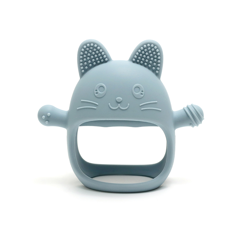 Baby Products Website - ベビー歯が生えるミトン - 食品グレードのシリコングローブ咀嚼おもちゃ、吸引防止ハンドガード、かわいいウサギのデザイン