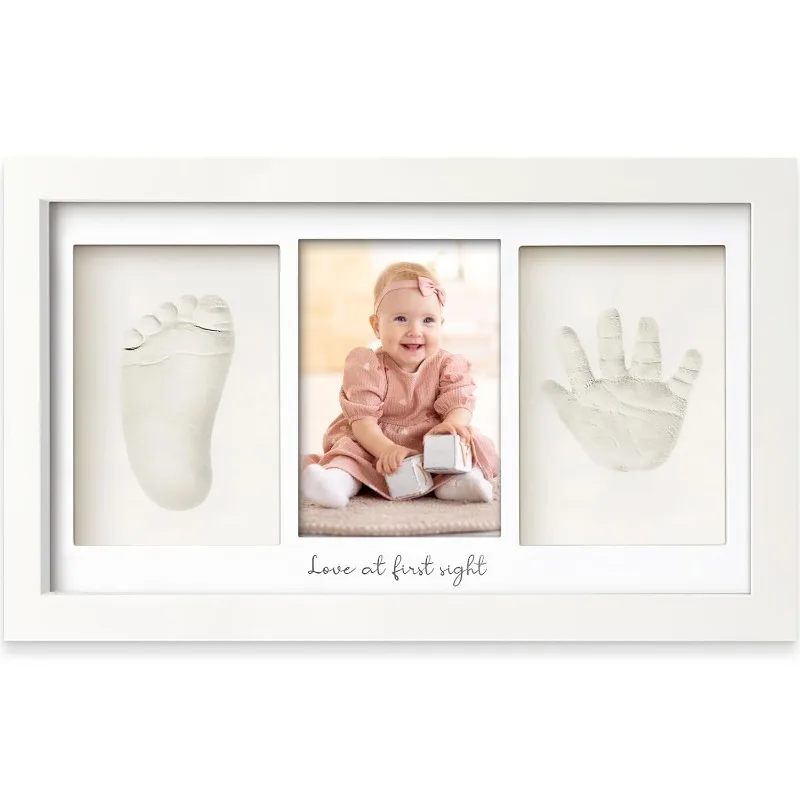 Baby Products Organic - 赤ちゃんの手形足形粘土キット 新生児記念写真フレーム ディスプレイケース付き 育児用品 新米ママへのギフト ベビーシャワーの贈り物