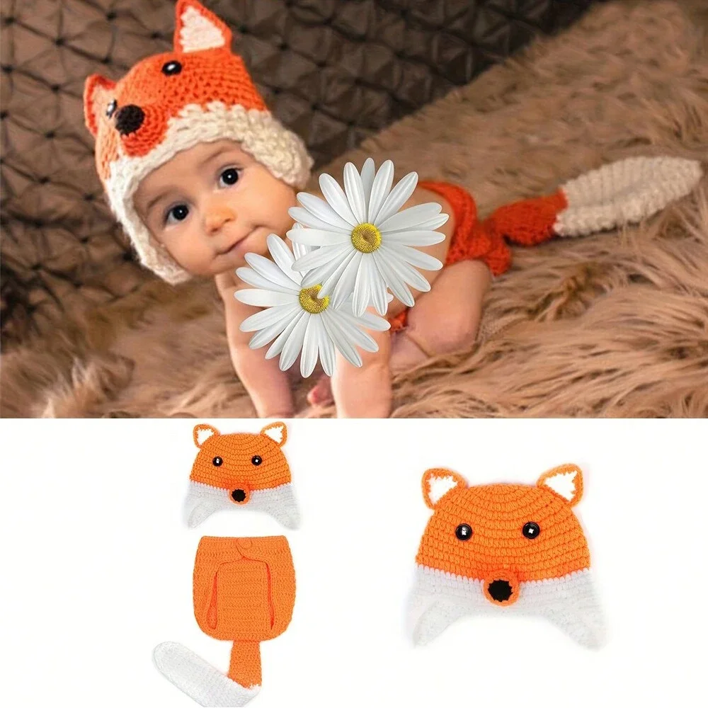 Baby Products Website - 新生児用のかぎ針編みのキツネのコスチューム,写真のアクセサリー,手作りの写真の衣装,ベビーセッションウェア