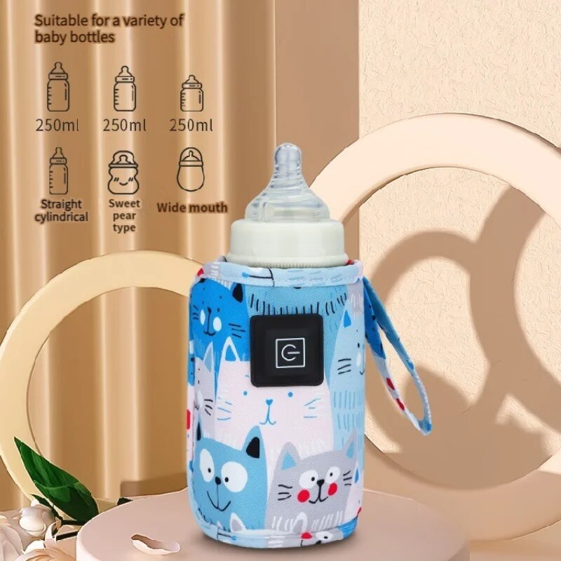 Portable Bottle Warmer - 家庭用USBミルクウォーマー,温度調節可能,3ギア,屋外ポータブルベビーボトル,ユニバーサル,ウォームスリーブ,1個