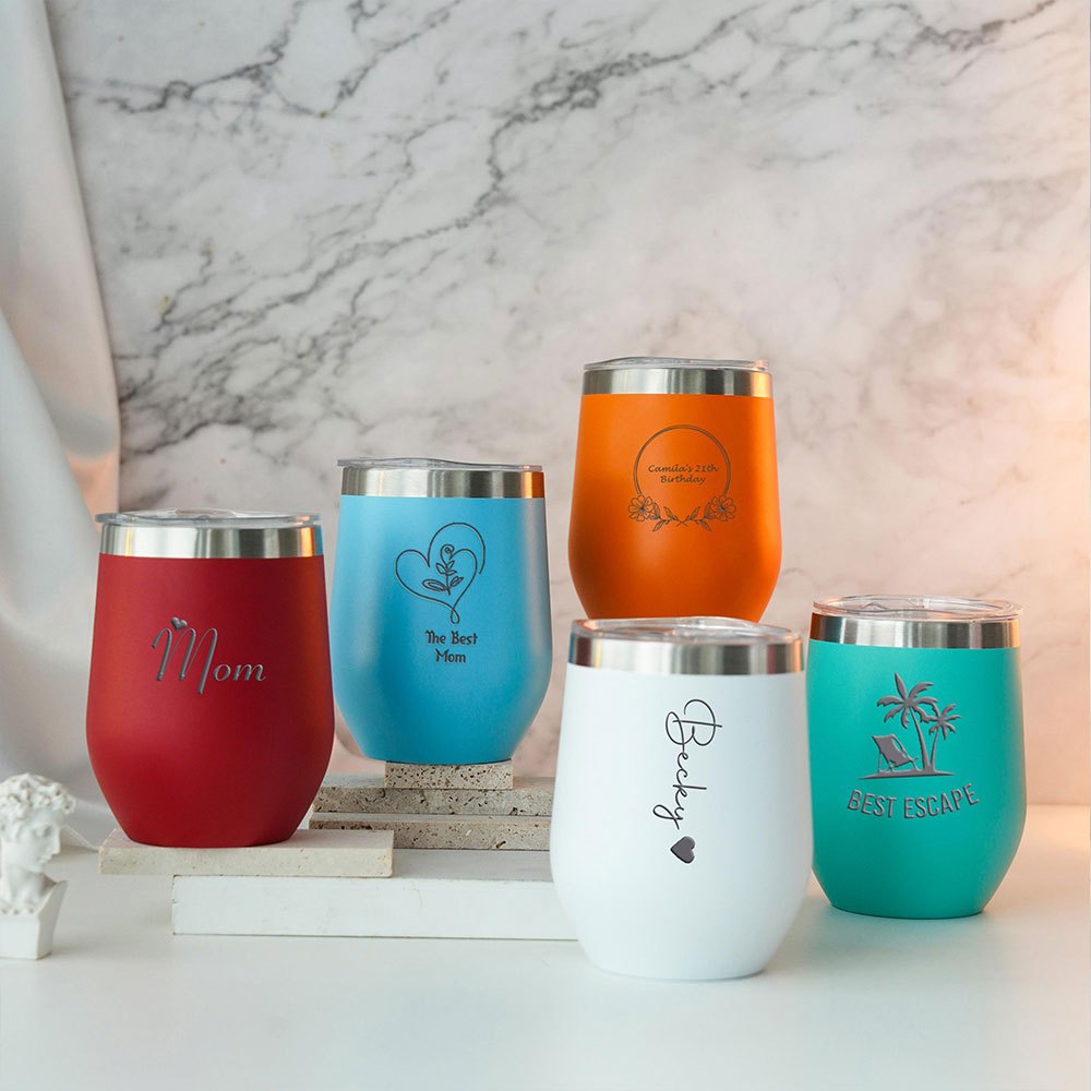 カスタムネーム入りハート型ステンレススチールワインタンブラー - Portable Bottle Warmer のレビューと価格