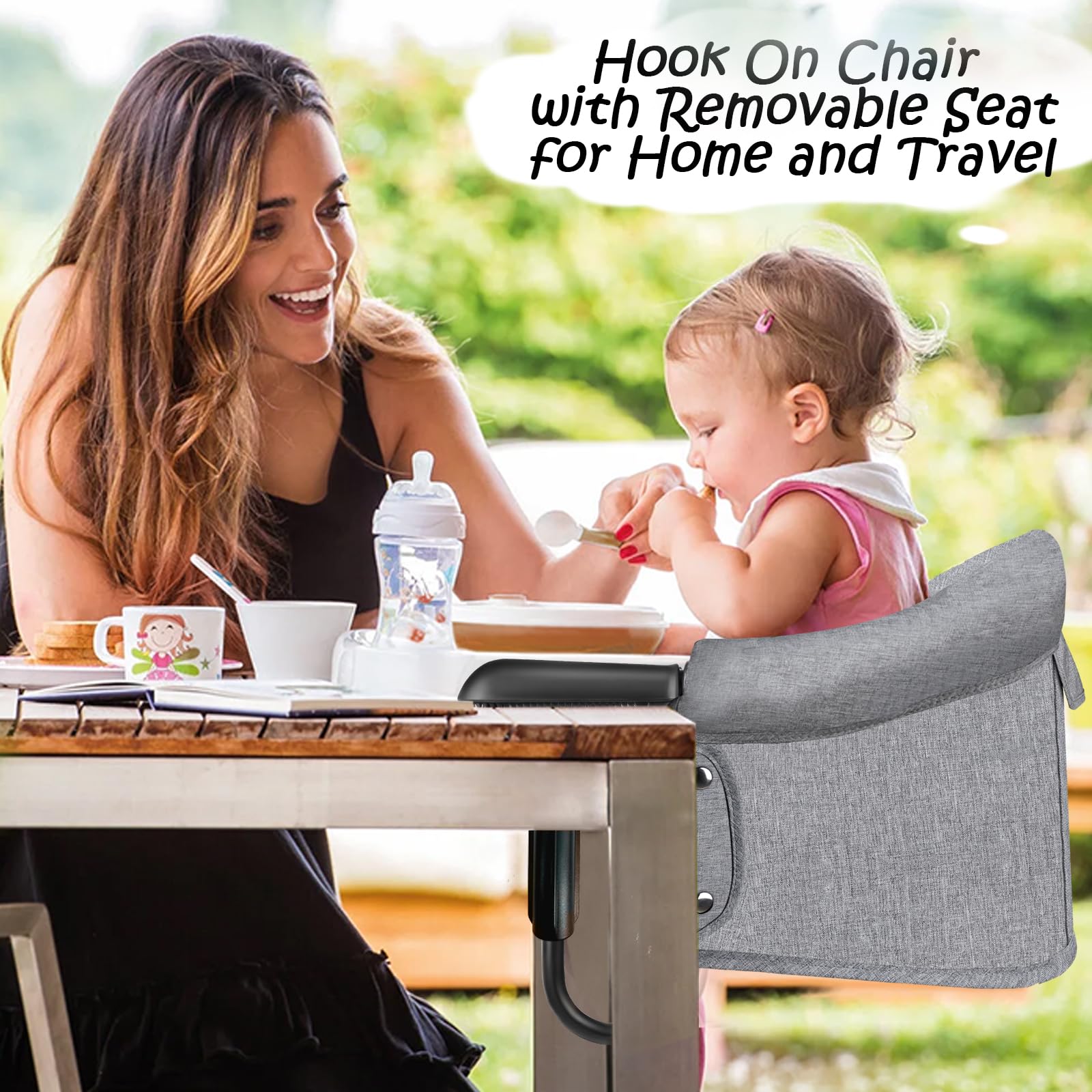 フックオンチェア 折りたたみ式収納としっかり固定クリップ付き - Baby High Chair Booster のレビューと価格