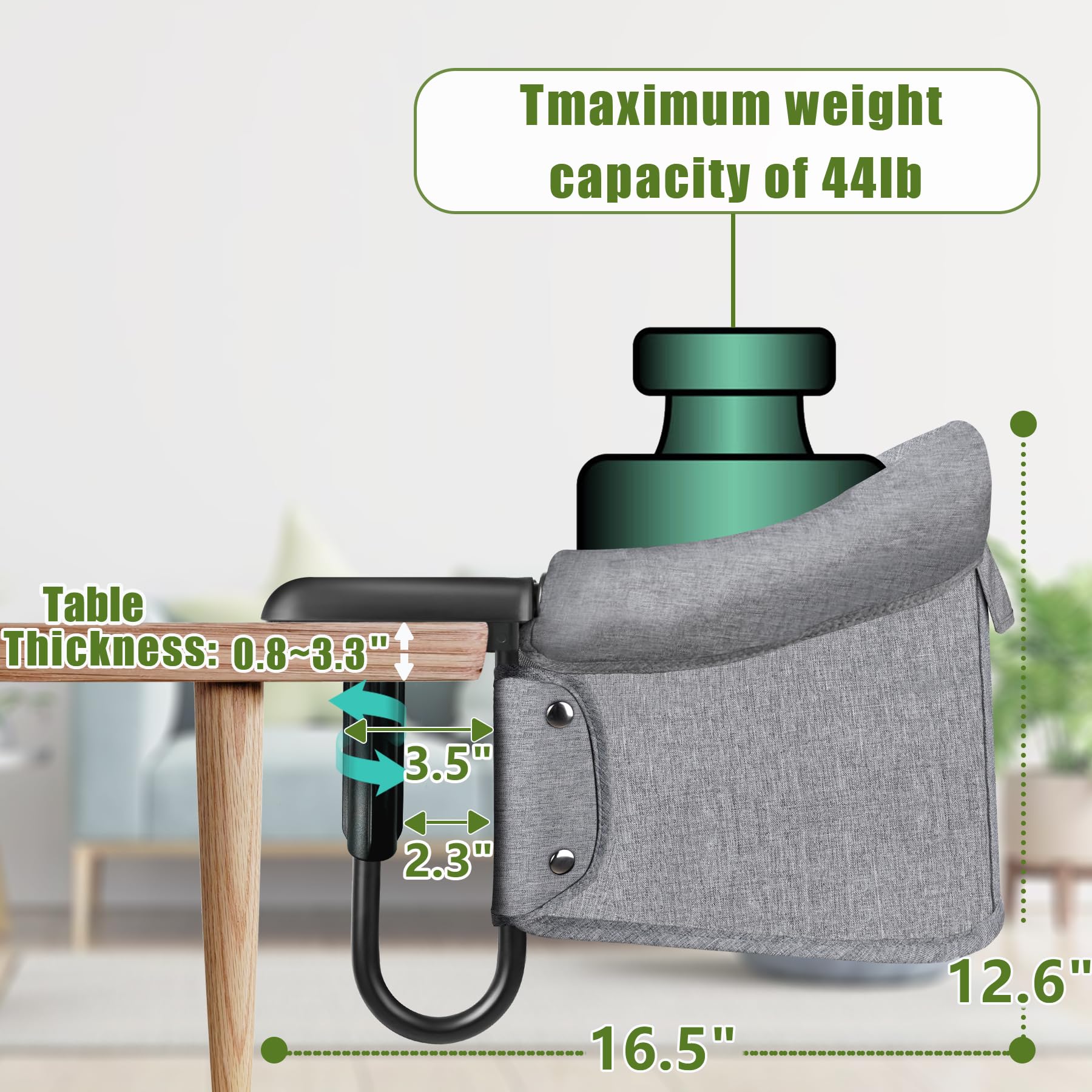 フックオンチェア 折りたたみ式収納としっかり固定クリップ付き - Baby High Chair Booster のレビューと価格