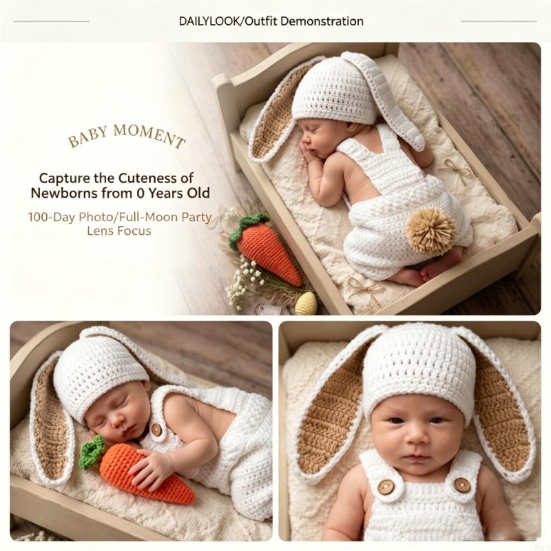 かぎ針編みニット新生児写真撮影小道具服ウサギテーマベビーロン - Baby Products Website のレビューと価格