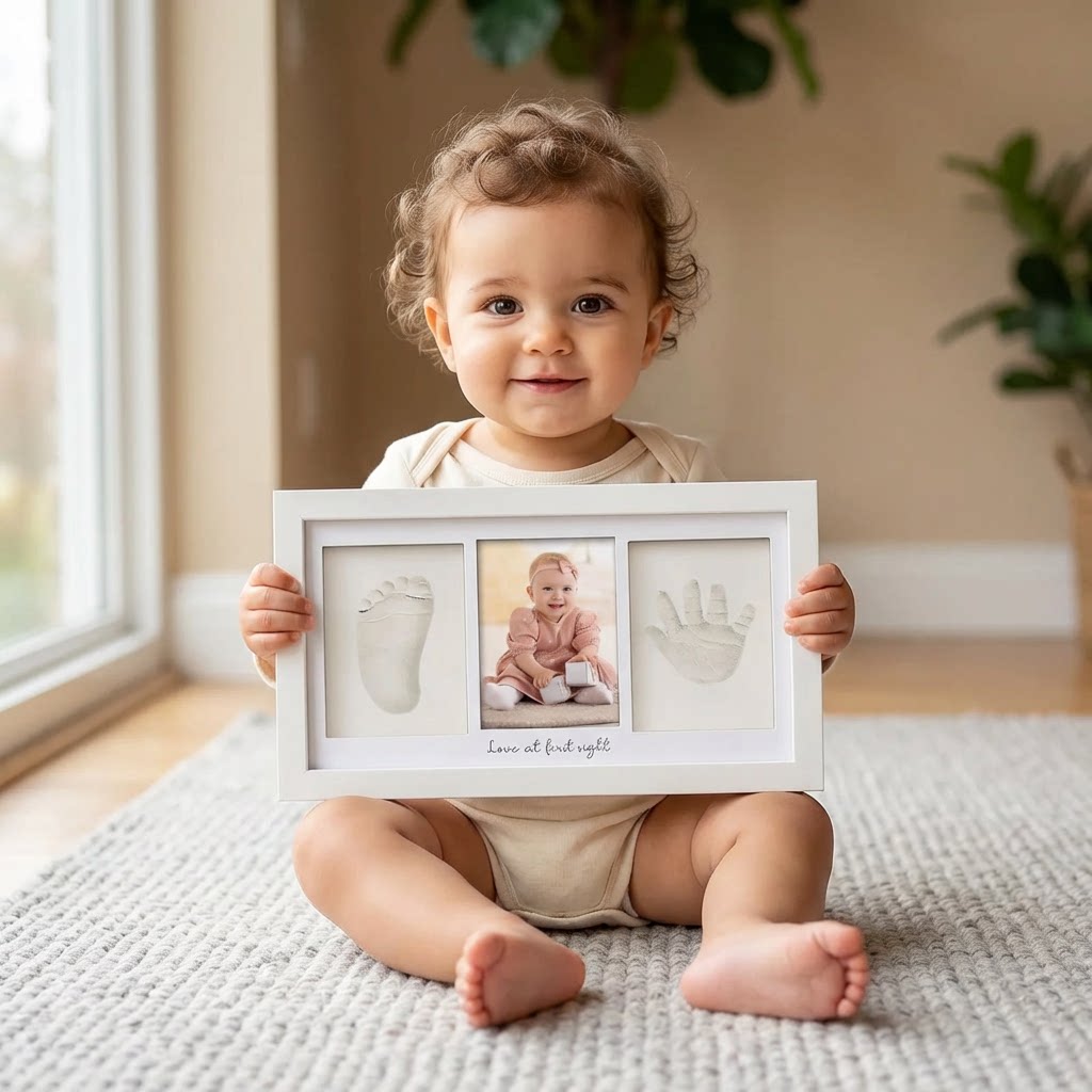 赤ちゃんの手形足形粘土キット 新生児記念写真フレーム ディス - Baby Products Organic のレビューと価格